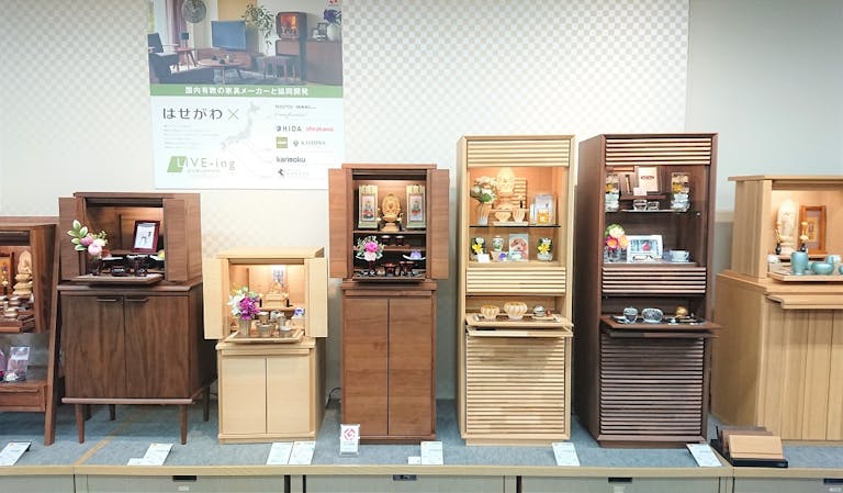 国内家具メーカーと共同開発したはせがわオリジナル仏壇もございます